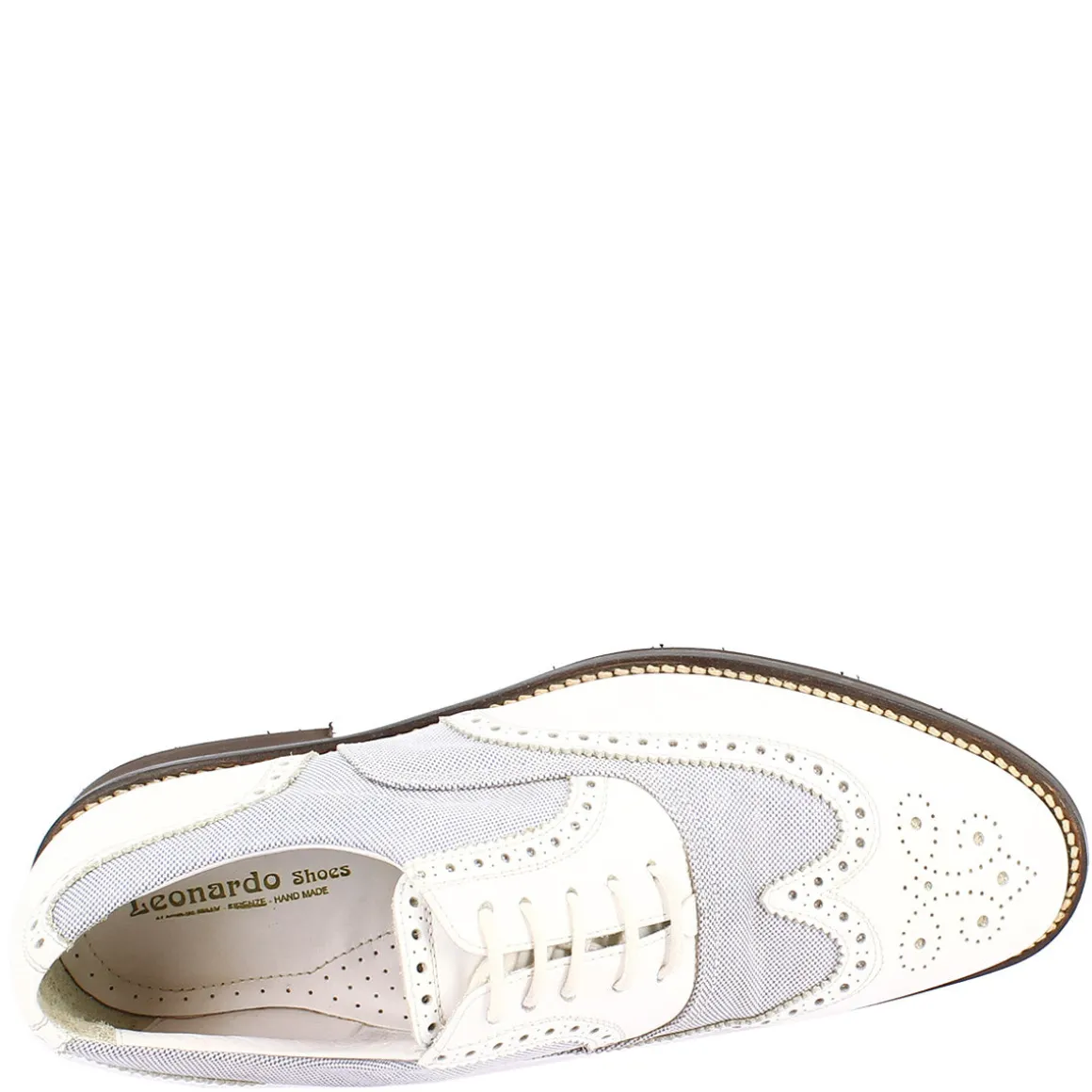 Scarpe Golf Donna Estive Fatte A Mano In Pelle Bianca E Tessuto
