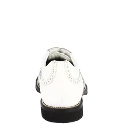 Scarpe Golf Uomo Artigianali In Pelle Pieno Fiore Bianco Nero