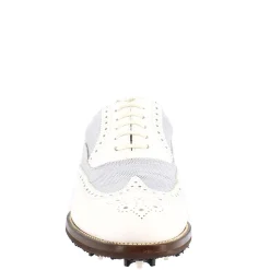 Scarpe Golf Uomo Estive Fatte A Mano In Pelle Bianca E Tessuto