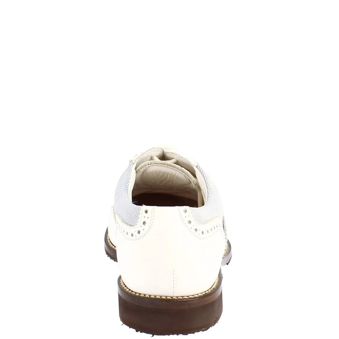 Scarpe Golf Uomo Estive Fatte A Mano In Pelle Bianca E Tessuto