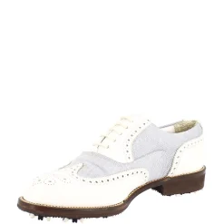 Scarpe Golf Uomo Estive Fatte A Mano In Pelle Bianca E Tessuto
