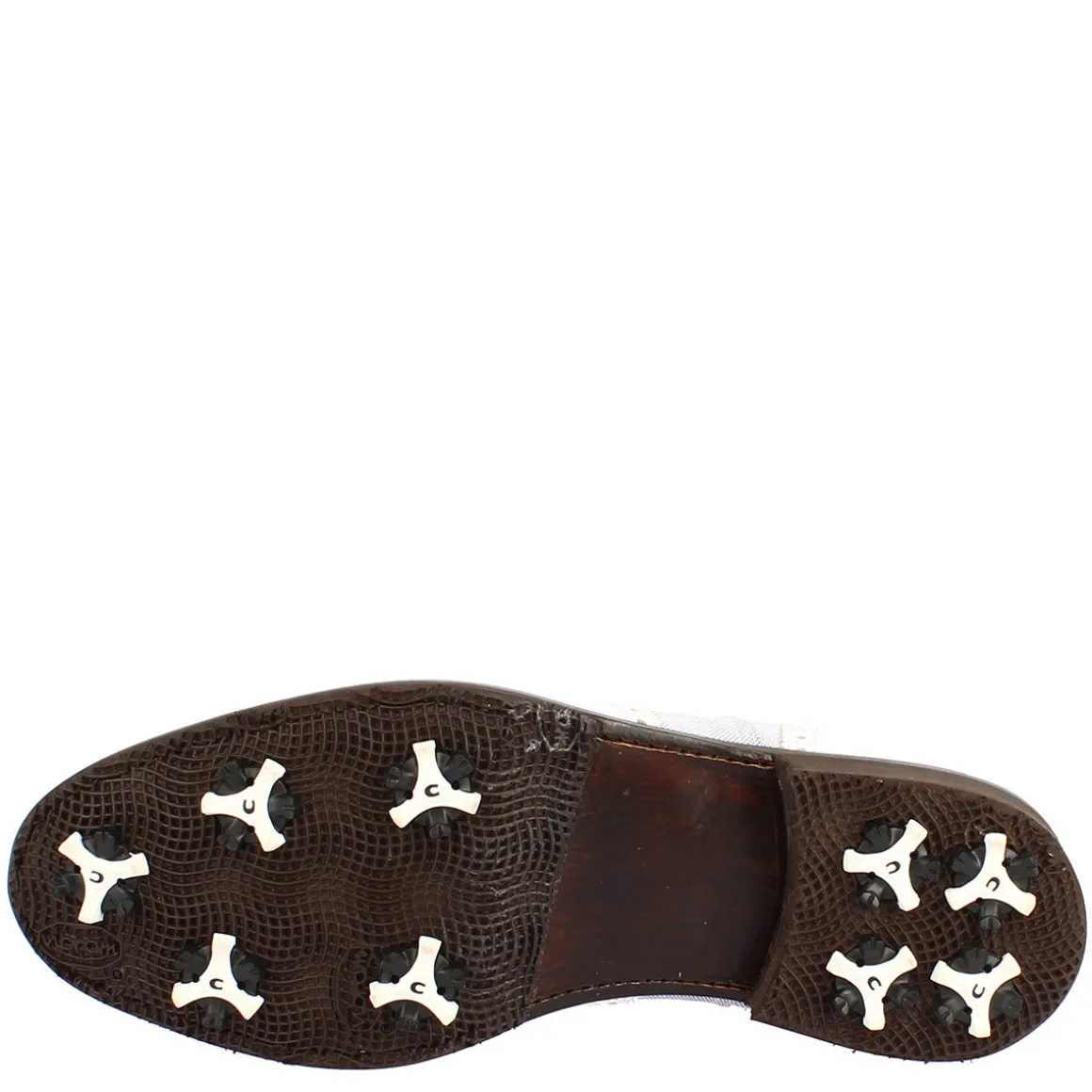 Scarpe Golf Uomo Estive Fatte A Mano In Pelle Bianca E Tessuto