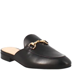 Scarpe Mules Con Morsetto Da Donna Artigianali In Pelle Color Nero.
