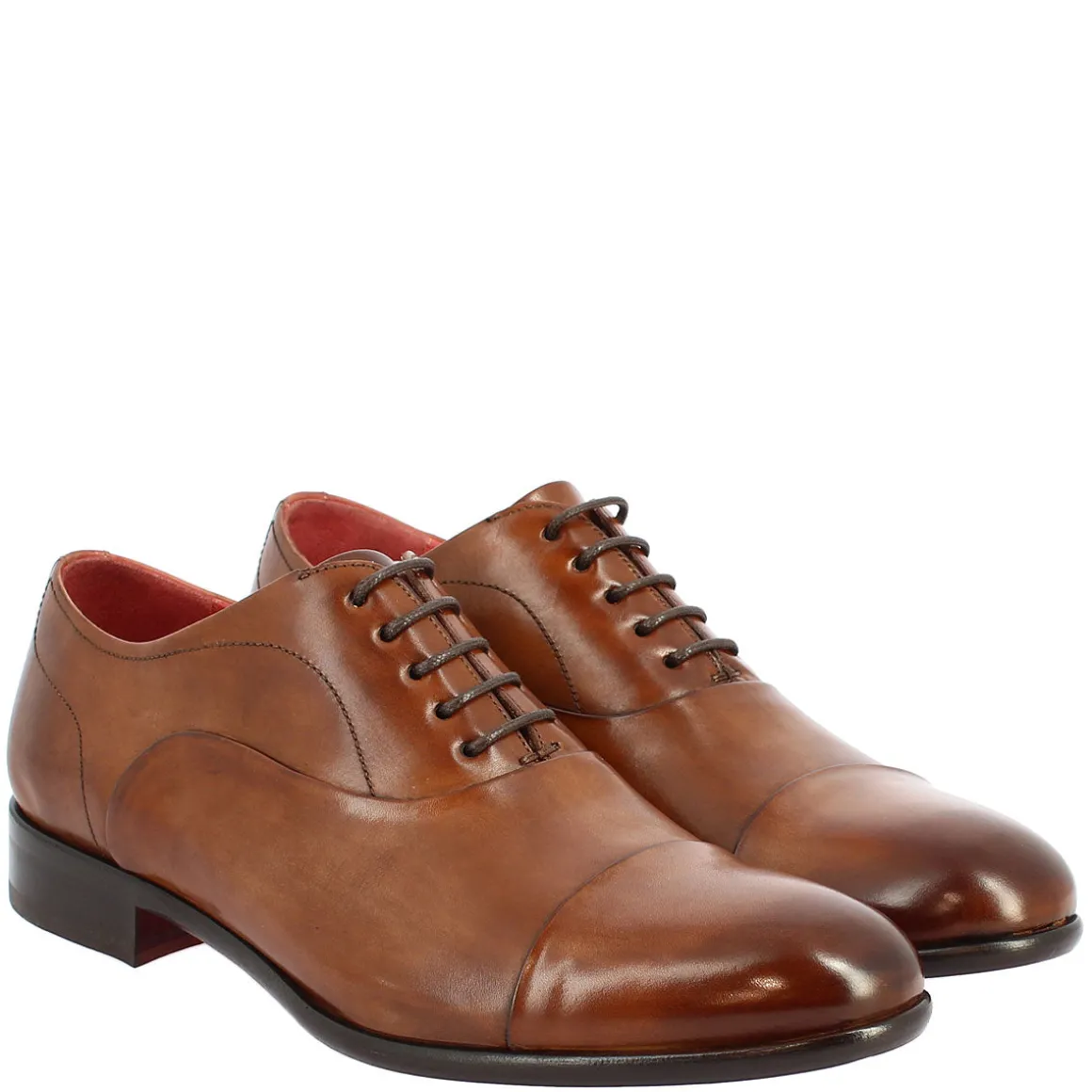 Scarpe Stringate Da Uomo Francesine Fatte A Mano In Pelle Brandy