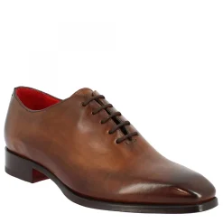 Scarpe Wholecut Da Uomo Artigianali Punta Squadrata In Pelle Delavè Brandy