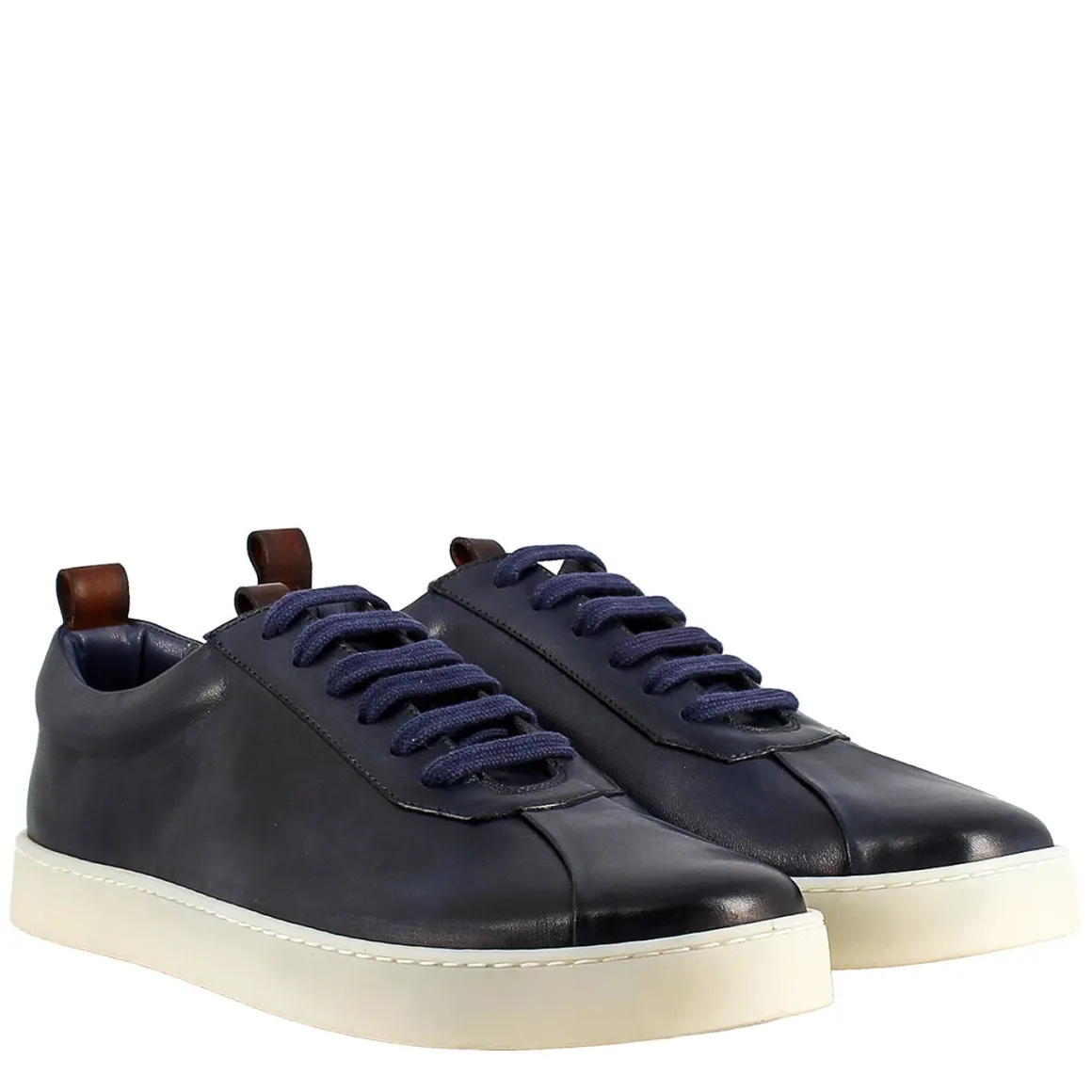 Sneaker Blu Elegante Da Uomo In Pelle Liscia