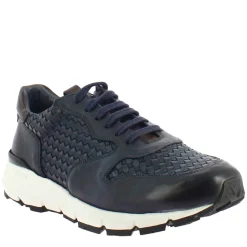 Sneaker Blu Elegante Da Uomo In Pelle Intrecciata