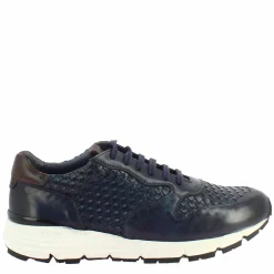 Sneaker Blu Elegante Da Uomo In Pelle Intrecciata