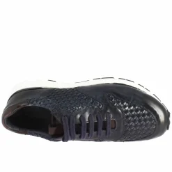 Sneaker Blu Elegante Da Uomo In Pelle Intrecciata