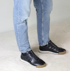 Sneaker Casual Da Uomo In Pelle Colore Blu