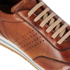 Sneaker Casual Da Uomo In Pelle Colore Marrone Chiaro