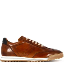 Sneaker Casual Da Uomo In Pelle Colore Marrone Chiaro