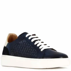 Sneaker Casual Da Uomo In Pelle Intrecciata Colore Blu