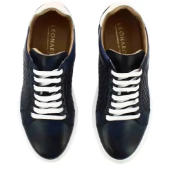 Sneaker Casual Da Uomo In Pelle Intrecciata Colore Blu