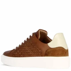 Sneaker Casual Da Uomo In Pelle Intrecciata Colore Marrone