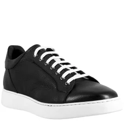 Sneaker Colore Nero Elegante Da Uomo In Pelle Liscia