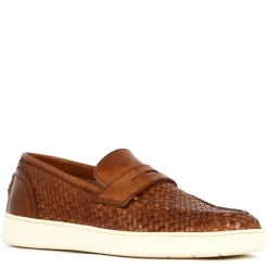 Sneaker Da Uomo Fatta A Mano In Pelle Intrecciata Colore Marrone