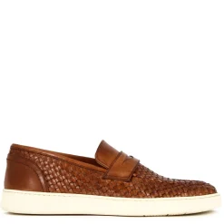 Sneaker Da Uomo Fatta A Mano In Pelle Intrecciata Colore Marrone