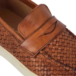 Sneaker Da Uomo Fatta A Mano In Pelle Intrecciata Colore Marrone
