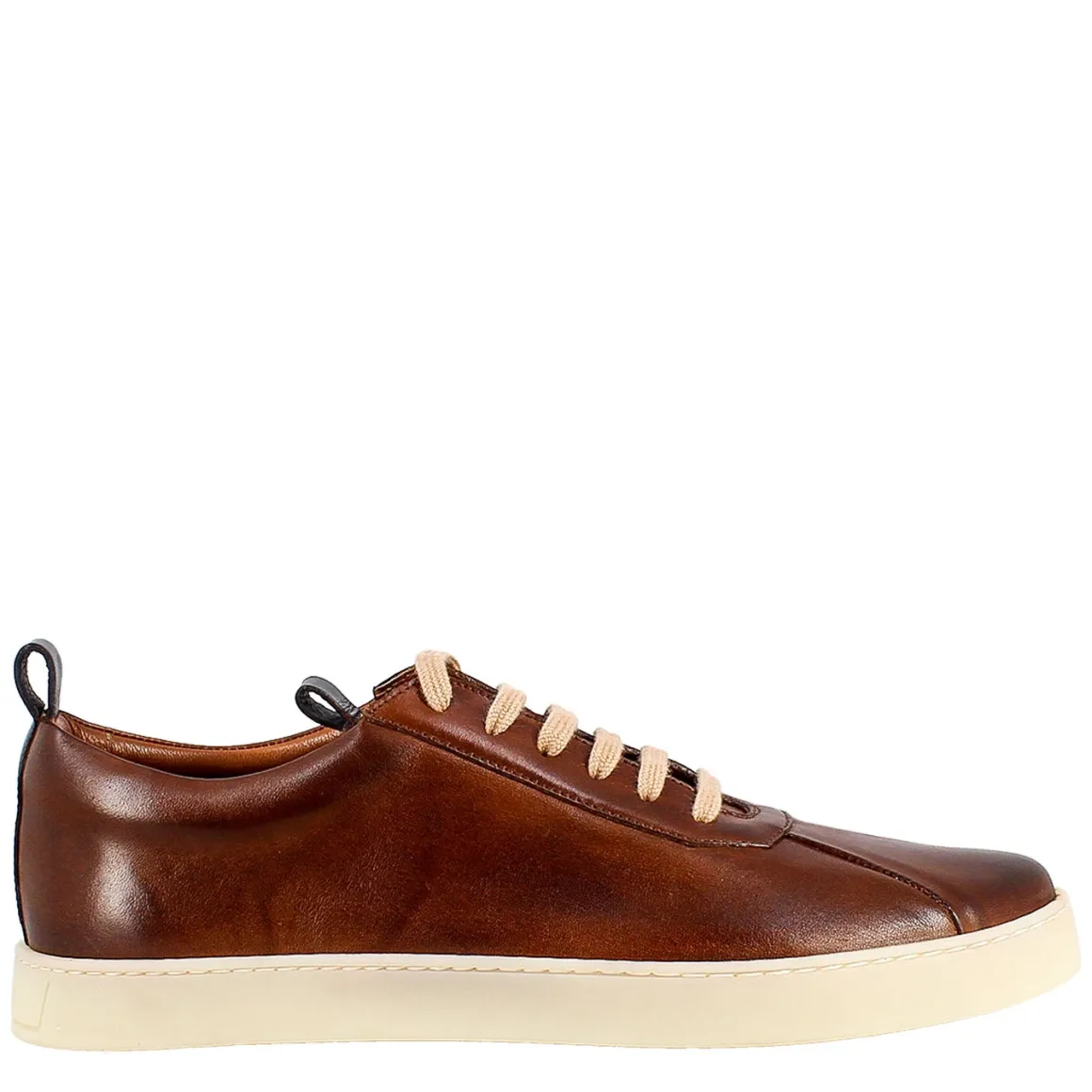 Sneaker Marrone E Blu Elegante Da Uomo In Pelle Liscia