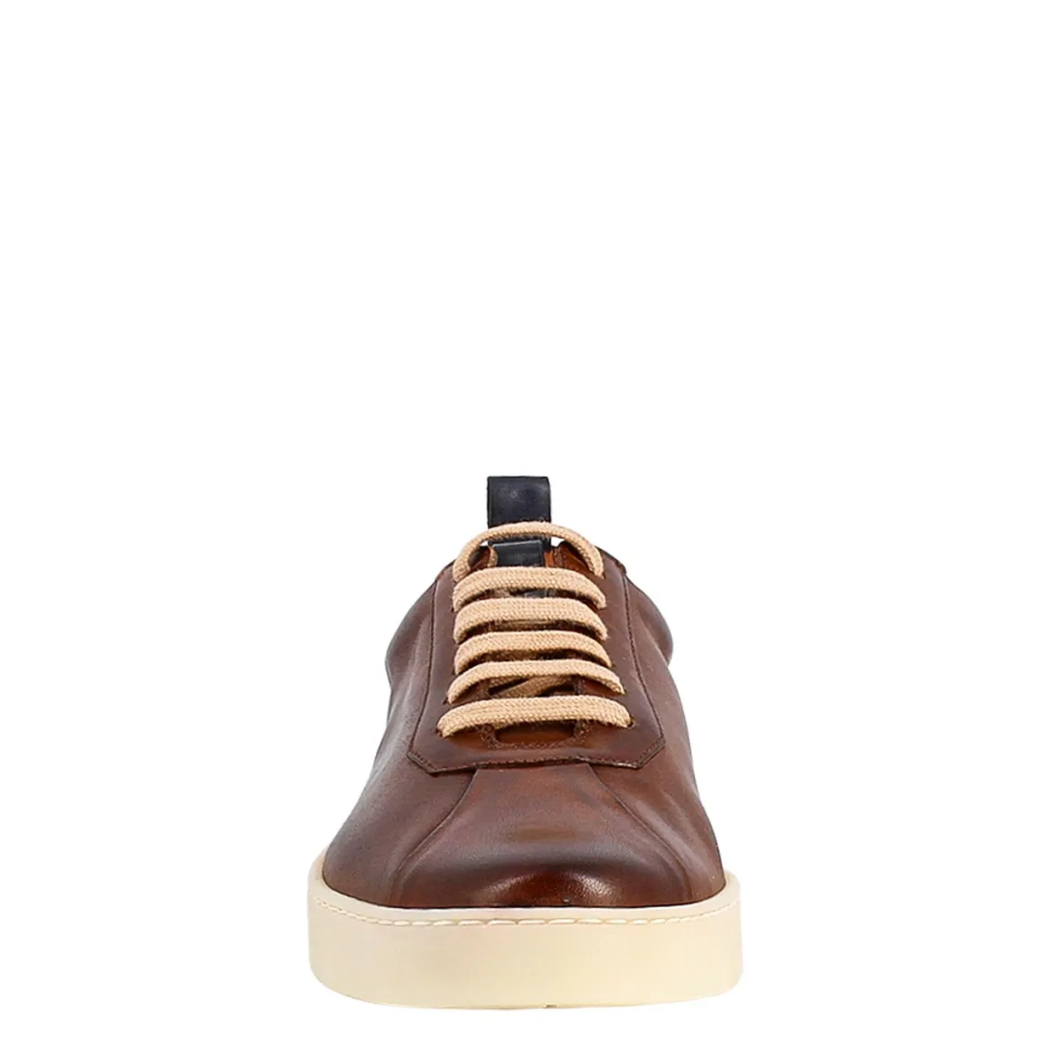Sneaker Marrone E Blu Elegante Da Uomo In Pelle Liscia