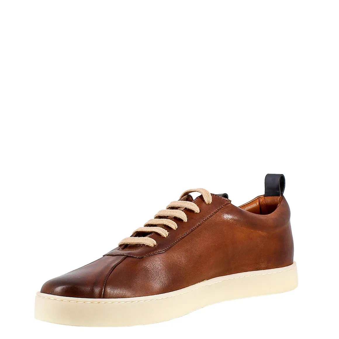 Sneaker Marrone E Blu Elegante Da Uomo In Pelle Liscia