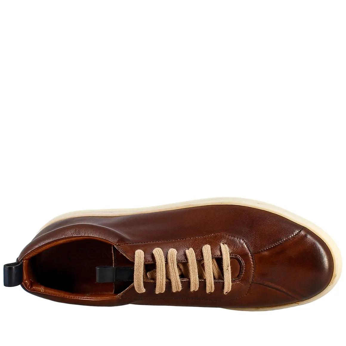 Sneaker Marrone E Blu Elegante Da Uomo In Pelle Liscia