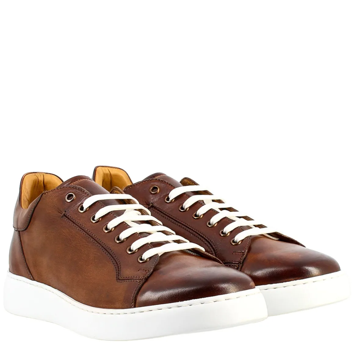 Sneaker Marrone Elegante Da Uomo In Pelle Liscia