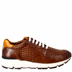Sneaker Marrone Scuro Elegante Da Uomo In Pelle Intrecciata