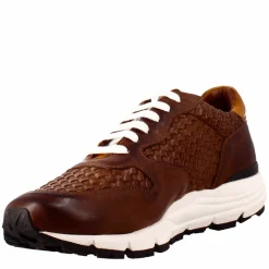 Sneaker Marrone Scuro Elegante Da Uomo In Pelle Intrecciata