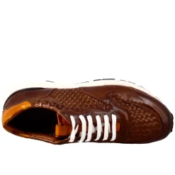 Sneaker Marrone Scuro Elegante Da Uomo In Pelle Intrecciata