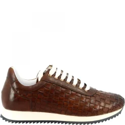Sneakers Casual Da Uomo Fatte A Mano In Pelle Intrecciata Brandy