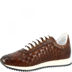 Sneakers Casual Da Uomo Fatte A Mano In Pelle Intrecciata Brandy