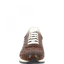 Sneakers Casual Da Uomo Fatte A Mano In Pelle Intrecciata Brandy