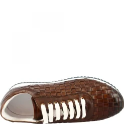 Sneakers Casual Da Uomo Fatte A Mano In Pelle Intrecciata Brandy