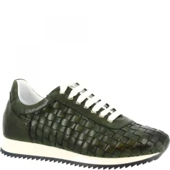Sneakers Casual Da Uomo Fatte A Mano In Pelle Intrecciata Verde