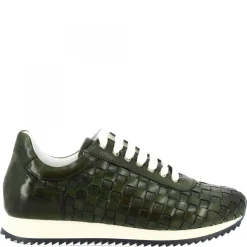 Sneakers Casual Da Uomo Fatte A Mano In Pelle Intrecciata Verde