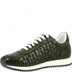 Sneakers Casual Da Uomo Fatte A Mano In Pelle Intrecciata Verde