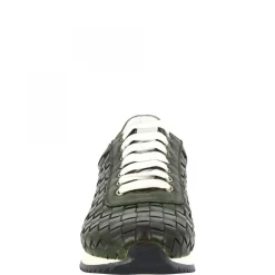 Sneakers Casual Da Uomo Fatte A Mano In Pelle Intrecciata Verde