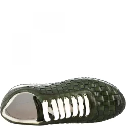 Sneakers Casual Da Uomo Fatte A Mano In Pelle Intrecciata Verde