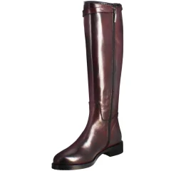 Stivale Al Ginocchio Da Donna Liscio Con Tacco Basso In Pelle Colore Bordeaux