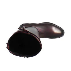 Stivale Al Ginocchio Da Donna Liscio Con Tacco Basso In Pelle Colore Bordeaux
