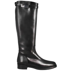 Stivale Al Ginocchio Da Donna Liscio Con Tacco Basso In Pelle Colore Nero