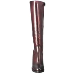 Stivale Al Ginocchio Da Donna Liscio Con Tacco Alto In Pelle Bordeaux