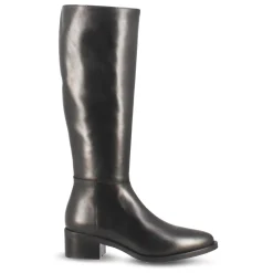 Stivale Alto Artigianale Da Donna In Pelle Colore Nero