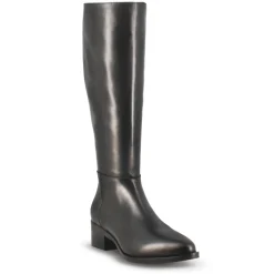 Stivale Alto Artigianale Da Donna In Pelle Colore Nero