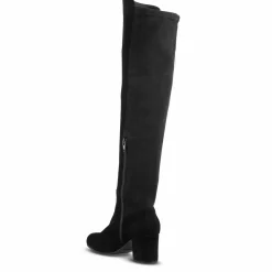 Stivale Alto Da Donna In Pelle Scamosciata Nero Gambale Morbido