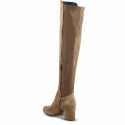 Stivale Alto Da Donna In Pelle Scamosciata Marrone Chiaro Gambale Morbido