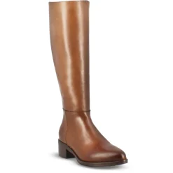 Stivale Artigianale Alto Da Donna In Pelle Colore Marrone