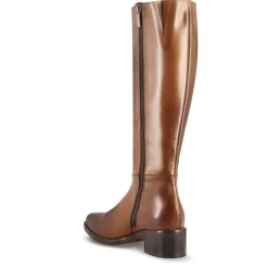 Stivale Artigianale Alto Da Donna In Pelle Colore Marrone